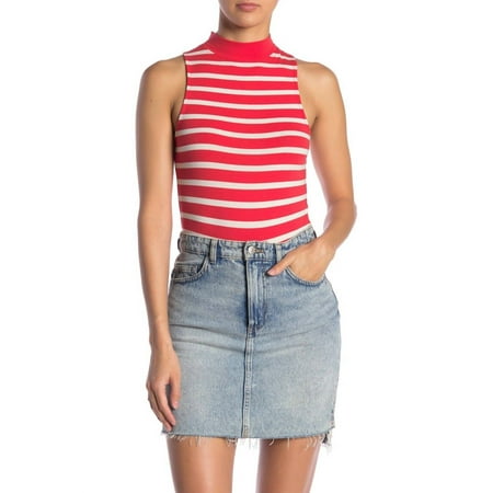 Abound Striped Sleeveless Mock Neck Cotton Bodysuit