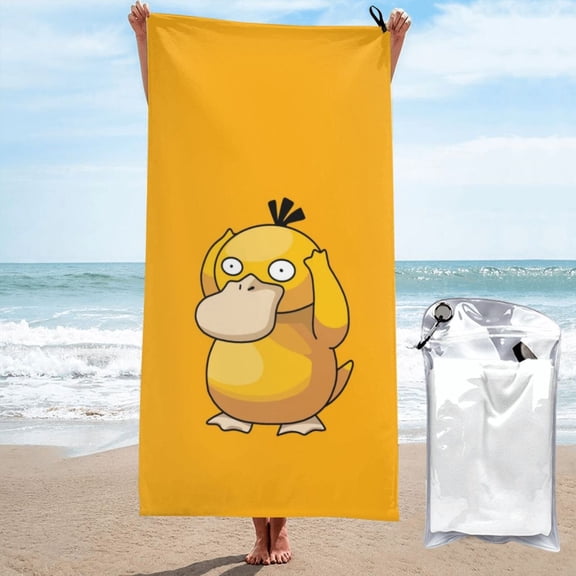 Psyduck Beach Towels Lightweight Sand Free Oversized Large Bath Towel Quick Dry Absorbent Towel for Travel Swim Pool Gym Yoga Camping Outdoor 31.5"X63"