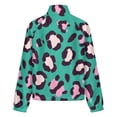 thumbnail image 6 of Jackets for Women Winter Coat Jackets Flannel Stand Collar Jacket(Pink Leopard Teal Background Print,Size:S-4XL), 6 of 7