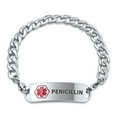 thumbnail image 1 of Penicillin Identification Medical ID Miami Cuban Link Bracelet for Men 8.5 Inch Stainless Steel Custom Engraved, 1 of 6