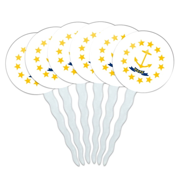 Rhode Island State Flag Cupcake Picks Toppers Decoration Set of 6