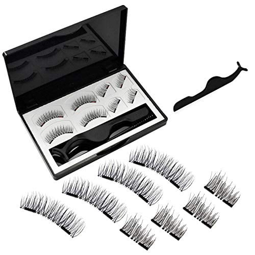8 Pieces 3D Natural-Look Magnetic False Eyelashes with Tweezers