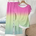 thumbnail image 5 of jobturf Summer Two Piece Sets for Women Gradient Lounge Set Twist Front Short Sleeve Top and Straight Leg Pants Matching Vacation Outfits S-XXL, 5 of 5