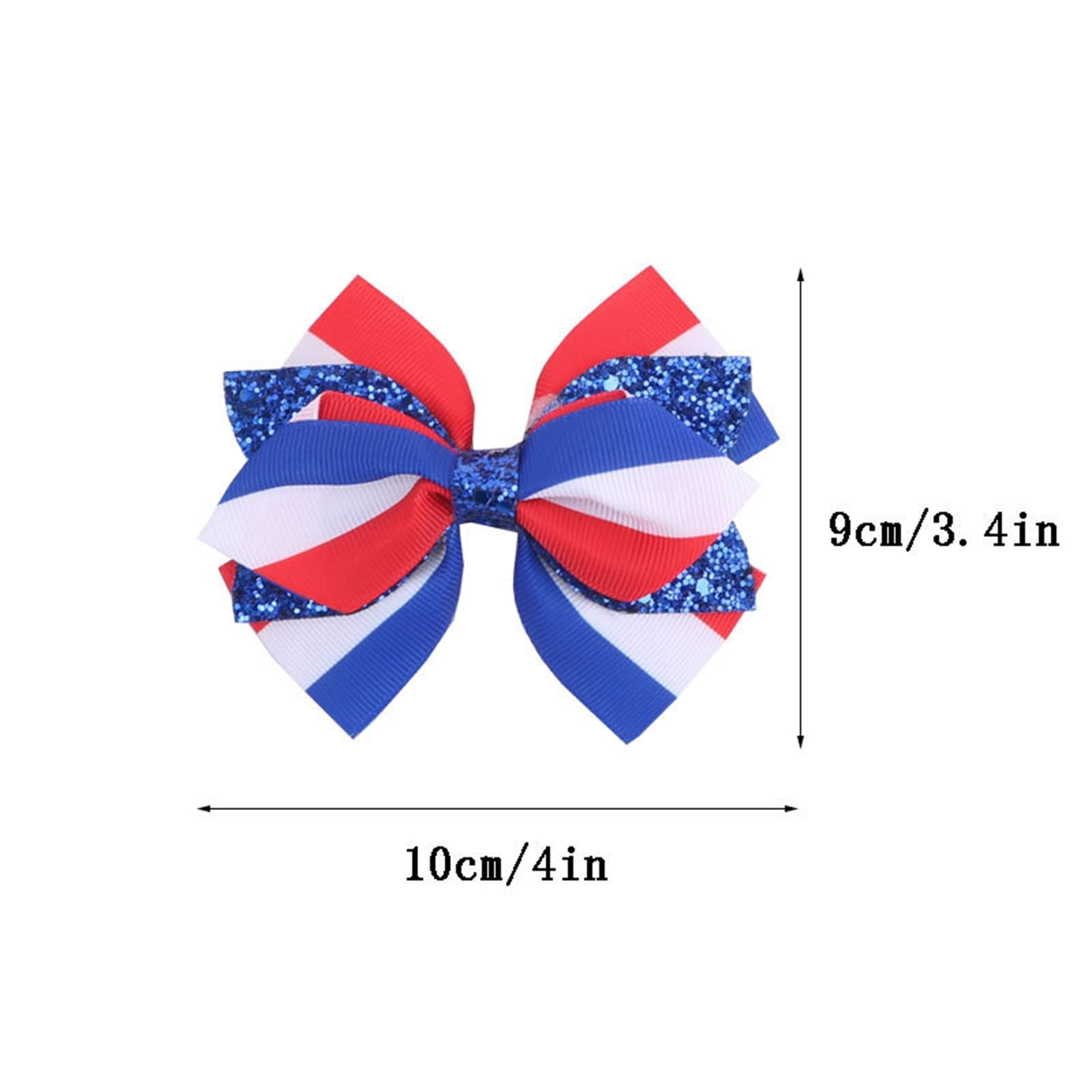 Independence Day Hair Bow for Girls, Red White Blue Patriotic Style Accessory. Elegant Headwear for Parade, Party & Daily Wear.