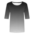 thumbnail image 4 of YABCSAZ Womens Tops Half Sleeves Round Neck Gradient T Shirts Casual Loose Fit Pullover Tunic Tops Fall Trendy Casual Tee Shirts Womens Summer Tops, 4 of 5