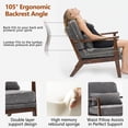 thumbnail image 4 of Newest 30" Mid-Century Modern Armchair, Dark Grey Fabric with Lumbar Pillow & Solid Wood Armrests for Living Room & Office, 4 of 13