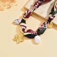 thumbnail image 6 of 18K Gold Plated Silk Scarf Necklace for Women, Bandana Necklace with Stainless Steel Charms Choker, Vintage accessories Flower Sun Coin Butterfly Pendant Necklaces, Boho Christmas Gifts, 6 of 6