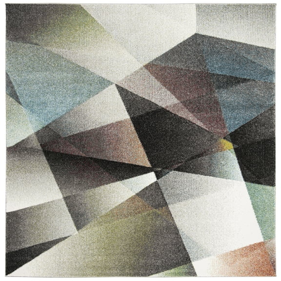 SAFAVIEH Porcello Jayme Geometric Area Rug, Grey/Multi, 4' x 4' Square