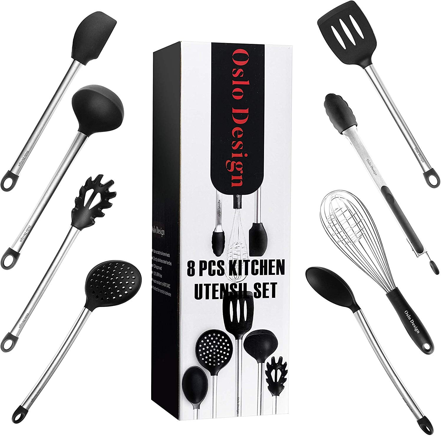 8 Piece PREMIUM Silicone Kitchen Utensil Set NonStickHeat Resistant