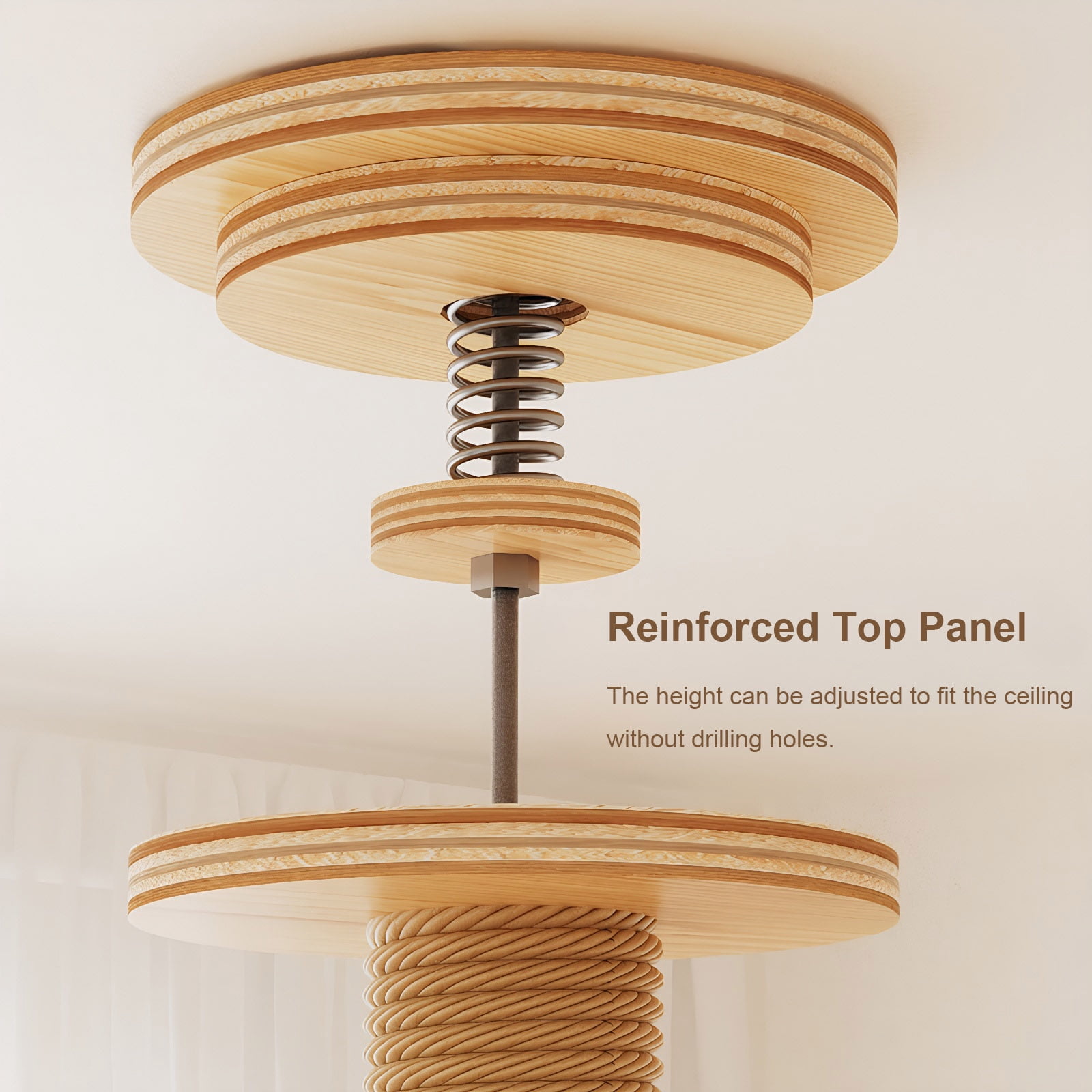 Floor to Ceiling Cat Tree, Adjustable 98-110", Condo Cave Bed, Scratching Post, Modern Design