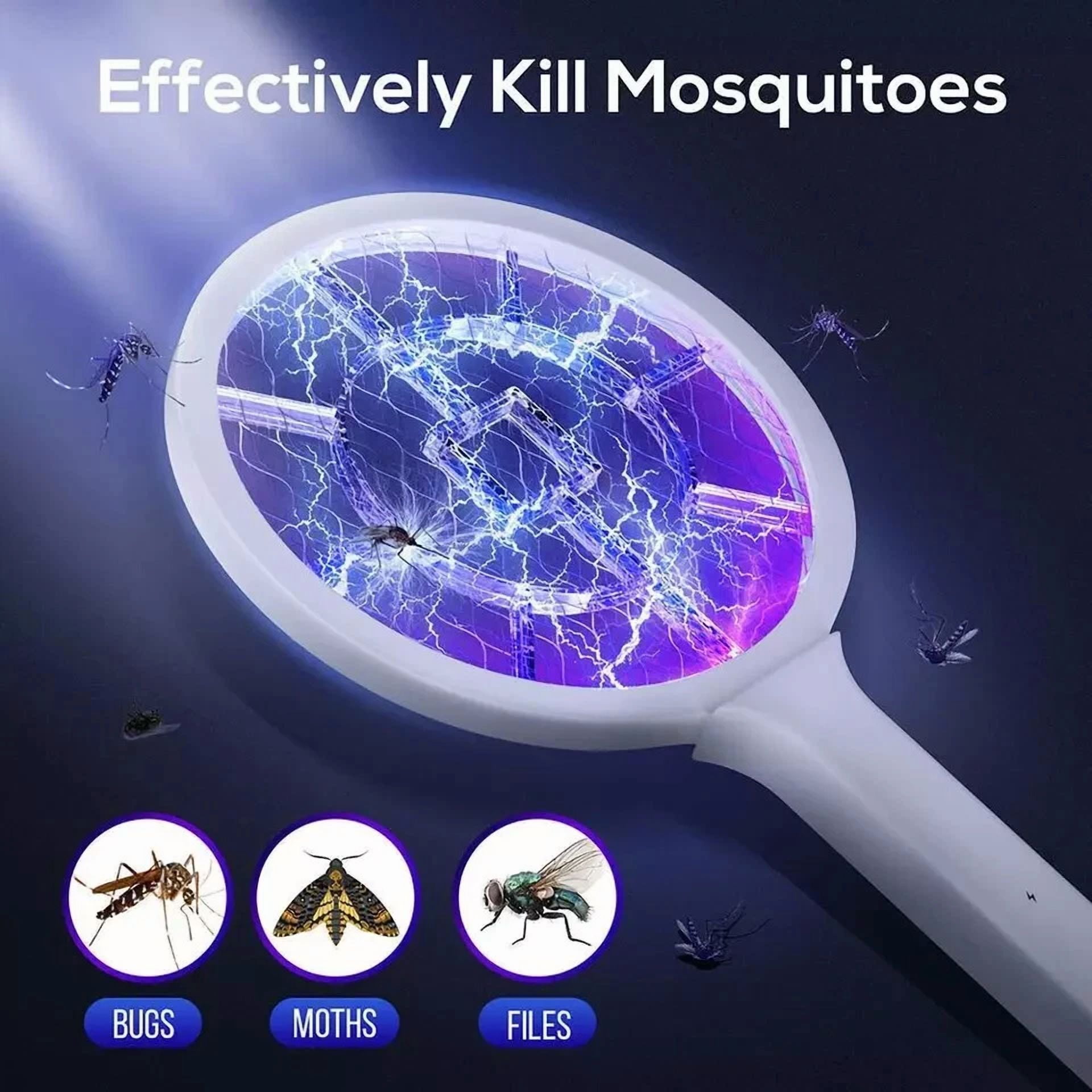 CIRCLE- Handheld Usb Rechargeable Mosquito Fly Swatter Bug Zapper Insect Killer Racket