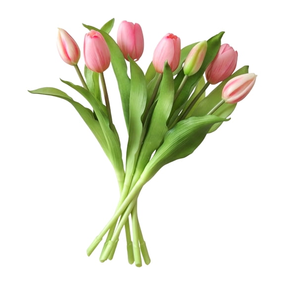 Artificial Tulips 7 Heads Short Stem Fake Flowers For Home Living Room Decor 1 Piece