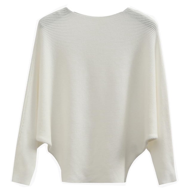 Suéter suelto con mangas de murciélago y hombros descubiertos para mujer, suéter liso, suéter de punto, tops