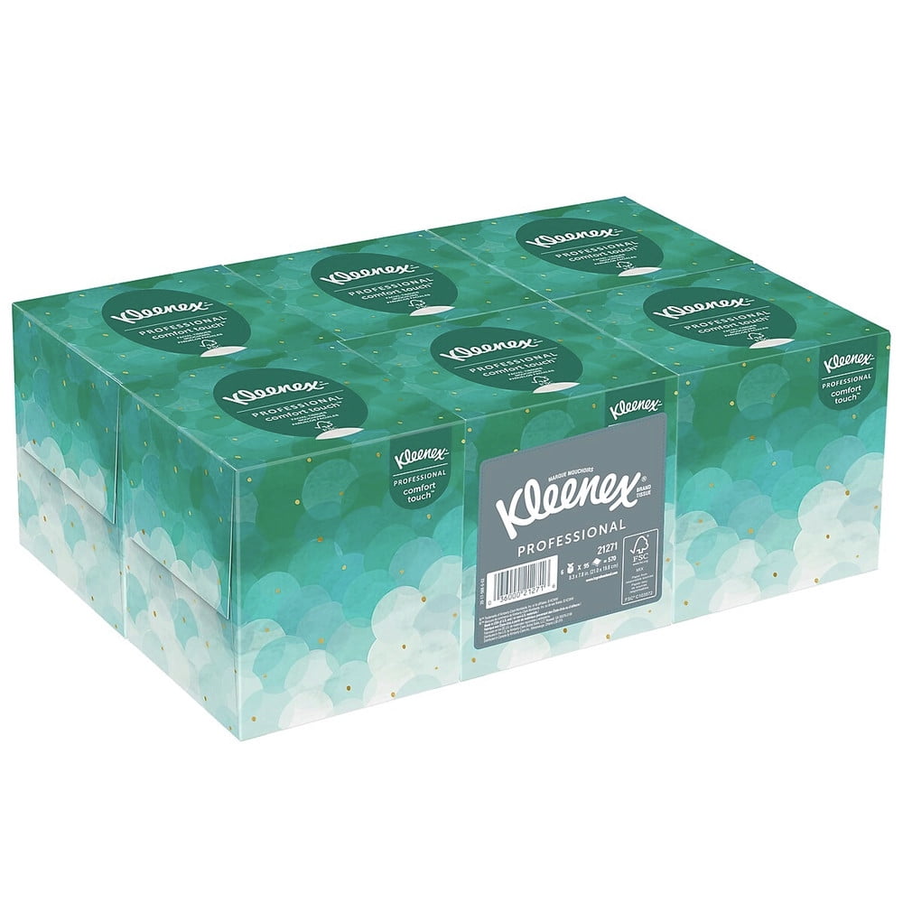 An Item of Kleenex White Facial Tissue Pop-Up Box - Pack of 1 95 tissues per box, 6 boxes per pk. 2-Ply 
