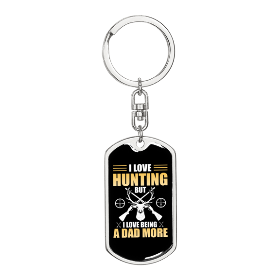 I Love Hunter'S Keychain Stainless Steel or 18k Gold Dog Tag Keyring