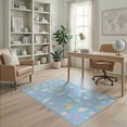 thumbnail image 2 of ODIKA 4'x6' Blue Pastel Moon Stars Clouds Bow Tulip Washable Area Rug Whimsical Celestial Floral Motifs for Dorm Room, Small Living Stain Resistant Low Profile, Easy Care, 2 of 7
