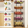 thumbnail image 3 of Fruit Basket Kitchen Pantry Organizers and Storage - 5 Tier Stackable Metal Wire Basket Stand for Fruit Vegetable Snacks Jars Bins Containers Organization, Black, 3 of 7