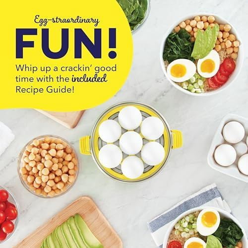 PEEPS &  Rapid Egg Cooker - Boiler, Poacher & Steamer - Includes Measuring & Recipe Guide - Dishwasher Safe - BPA Free - Holds 7 Eggs, Yellow