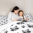 thumbnail image 4 of Castle Fairy Girls Cartoon Raccoon Head Paw Full Size Bedding Sets 7 Pieces,Cute Wildlife Full Size Bed in a Bag,Gray Black White,Reversible, 4 of 7