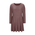 thumbnail image 6 of Gamivast Women's Ribbed Knit Dress Scoop Neck Long Sleeve A Line Skater Dress Slim Fit Basic Solid Casual Autumn Spring Stretchy Flowy Swing Gown Wear, 6 of 7
