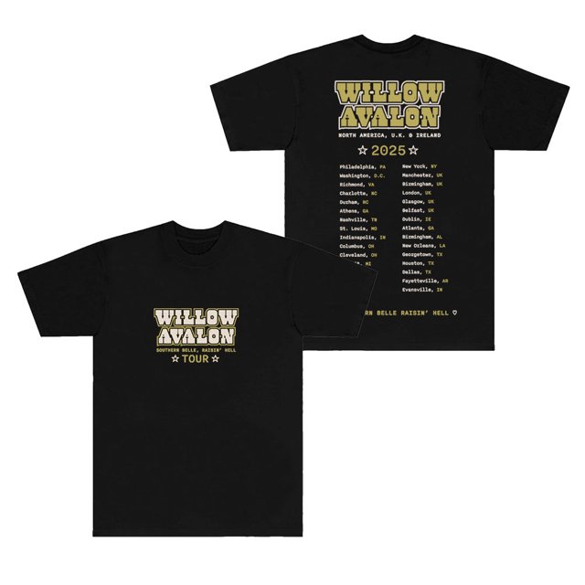 Willow Avalon Southern Belle Raisin Hell Tour 2025 T-Shirts Manches Courtes Unisexe Col Rond