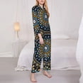 thumbnail image 3 of Fuzoiu Dot Mandala Print Women's Long-Sleeved Pajama,Lounge Button Down Nightwear,Womens Notch Collar Pajama Set-X-Large, 3 of 7