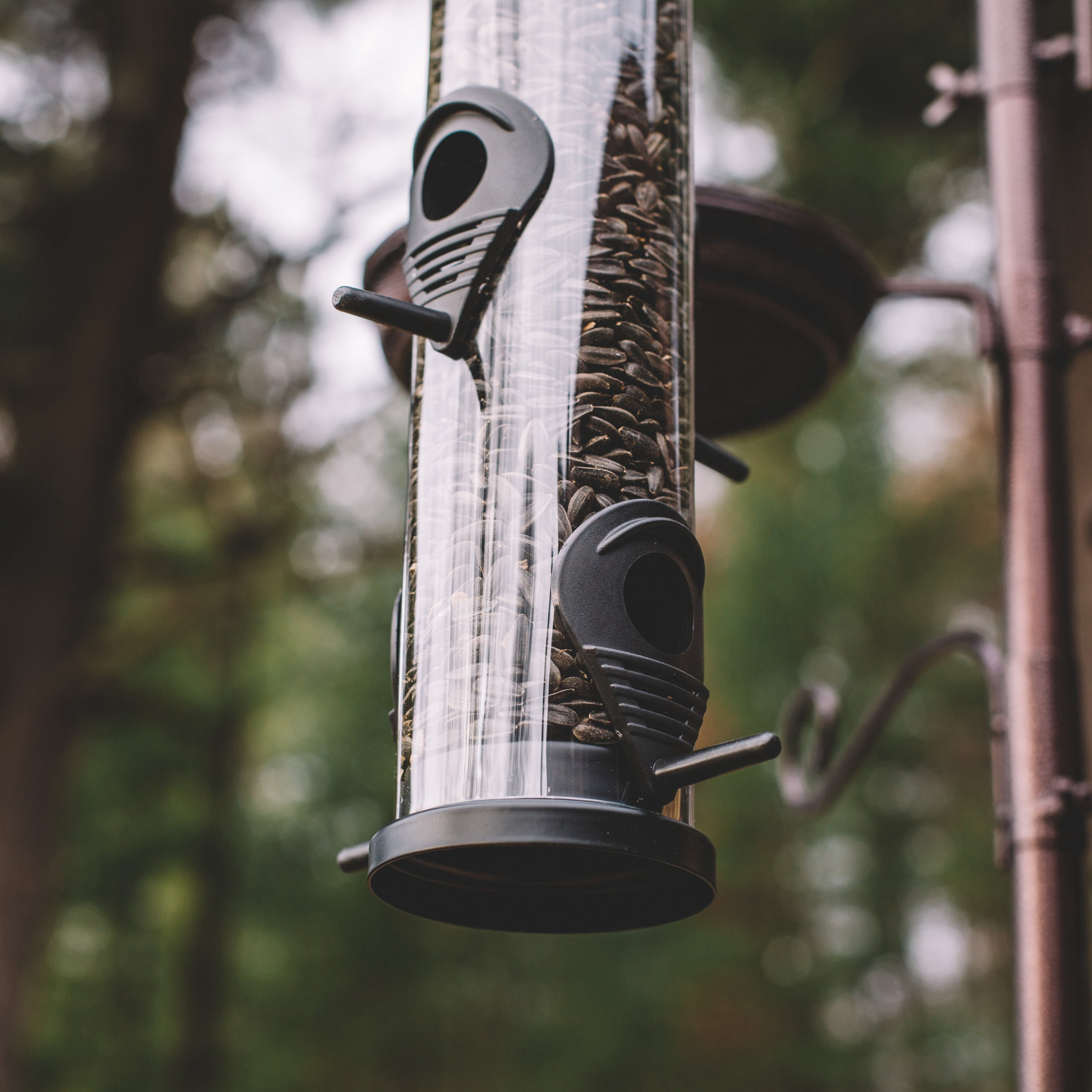 Backyard Expressions Tall Tube Bird Feeder - Durable Hanging Wild Bird Feeder for Wild Birds - 23" Tall, 6-Port Design