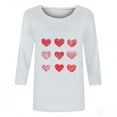 thumbnail image 5 of Tauxra T-Shirts Imprimés pour Femmes avec Manches 3/4, Hauts d'Été Décontractés Coupe Ample pour la Saint-Valentin, Blouses à Col Rond, 5 of 5