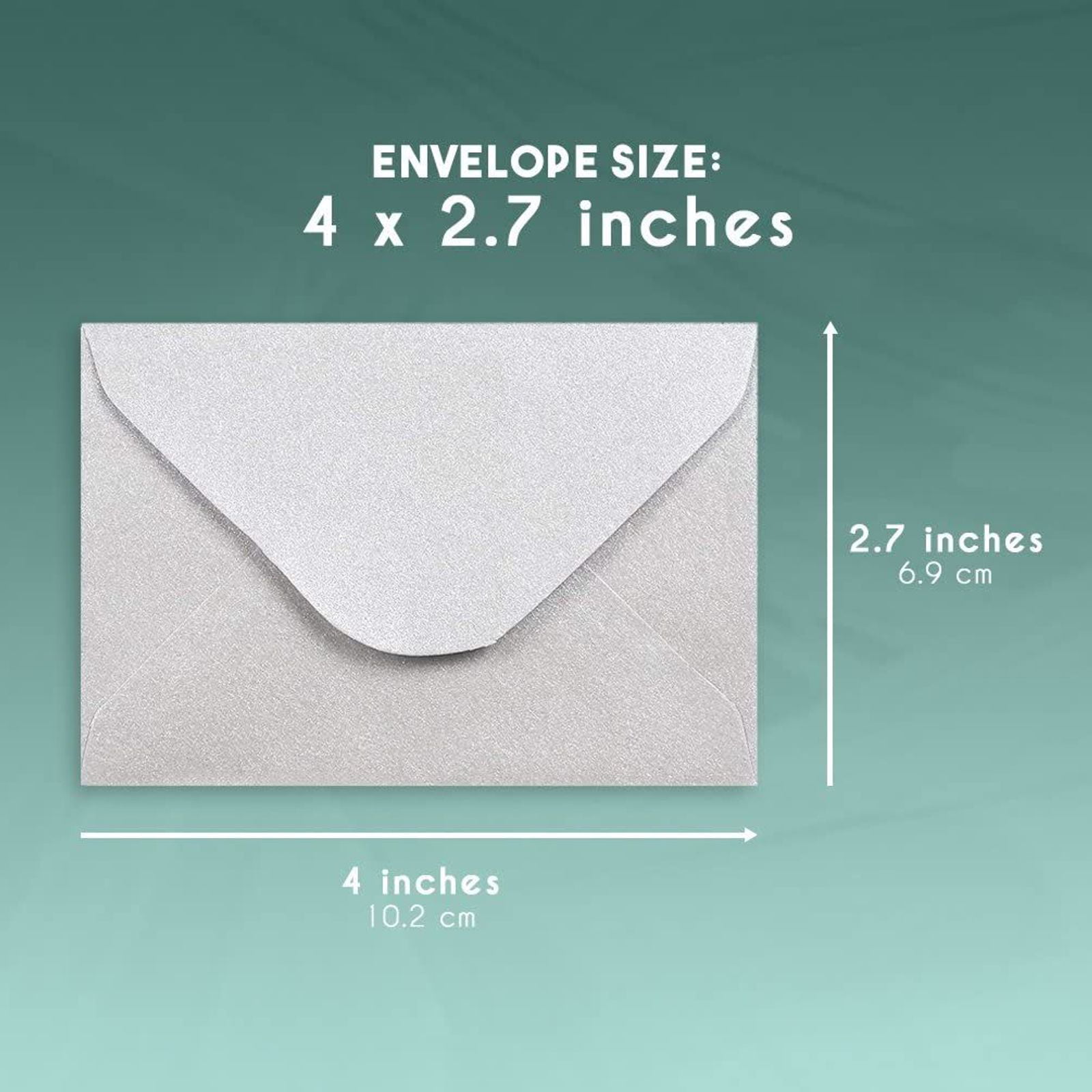 100-Count Bulk Gift Card Envelopes 4 x 2.7 Inches Silver Business Card Envelopes Mini Envelopes Bulk Tiny Envelope Pockets for Small Note Cards