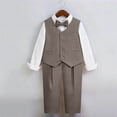 thumbnail image 4 of YUSIM Boys Dress Suit Sets 3 Piece- Bow Tie+Button Vest+Formal Pants Kids Outfit Sets Khaki Size 8, 4 of 7