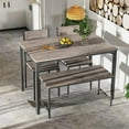 thumbnail image 3 of Giantex  Dining Table Set for 4, Kitchen Table with 1 Bench and 2 Chairs, Modern Functional Desk Set for Bedroom Study Room, Grey, 3 of 6