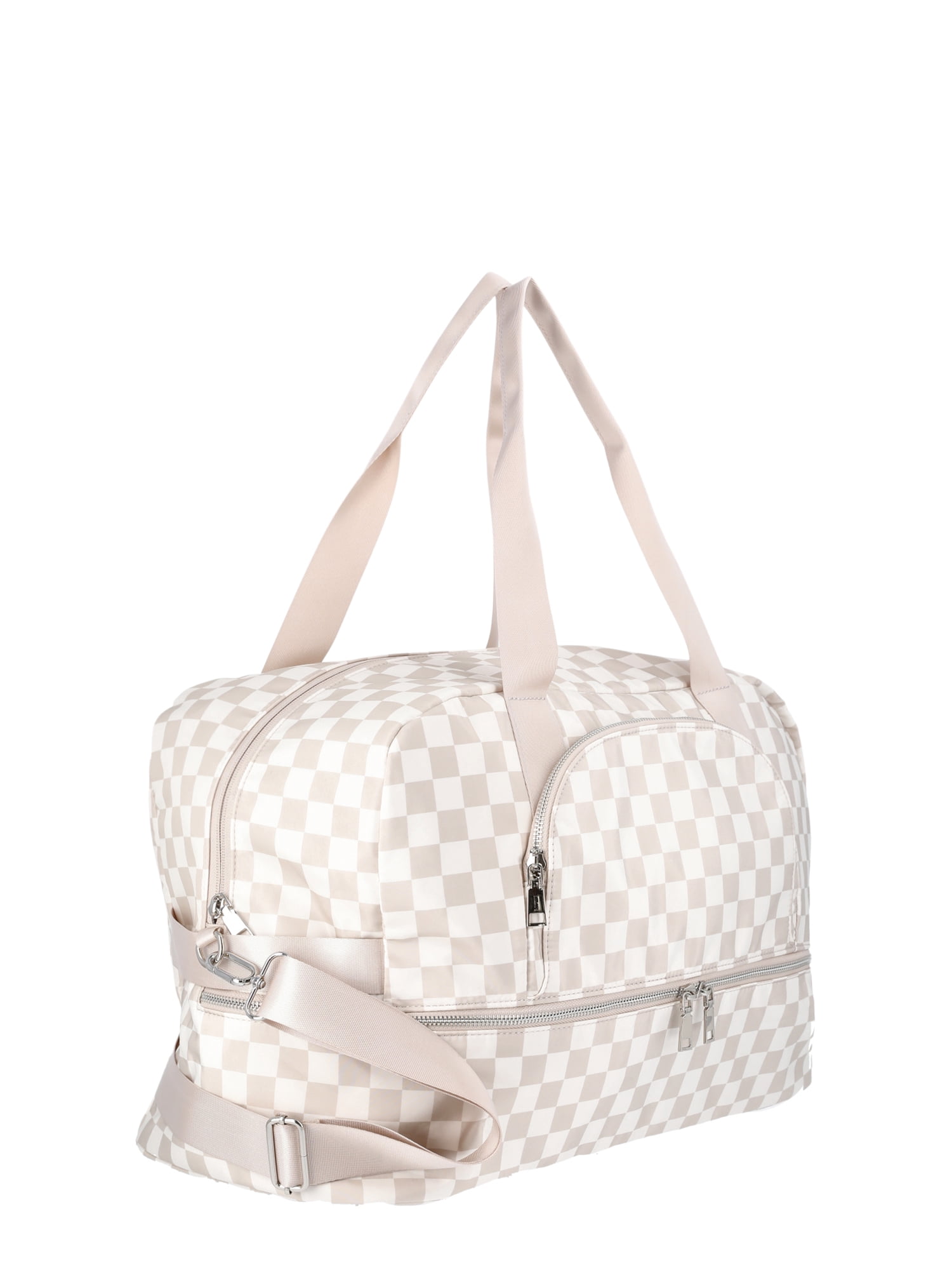 No Boundaries Women's Dome Weekender Bag, Tan Checker