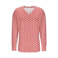 thumbnail image 4 of Dasayo Loose Tops for Teachers V-Neck Pink Blouses Fall Side Split Cute Polka Dot Tees Women's Sweatshirts XXXXXL, 4 of 4