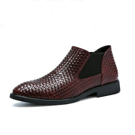 

Men‘s Chelsea Boots Faux Leather Ankle Boots Outdoor Casual Slip On Shoes