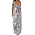 thumbnail image 2 of QLEICOM Women's Summer Casual Floral Printed Bohemian Spaghetti Strap Floral Long Maxi Dress with Pockets Boho Printed Hoop Sling Beach Long Dress Gray M, US Size: 6, 2 of 4