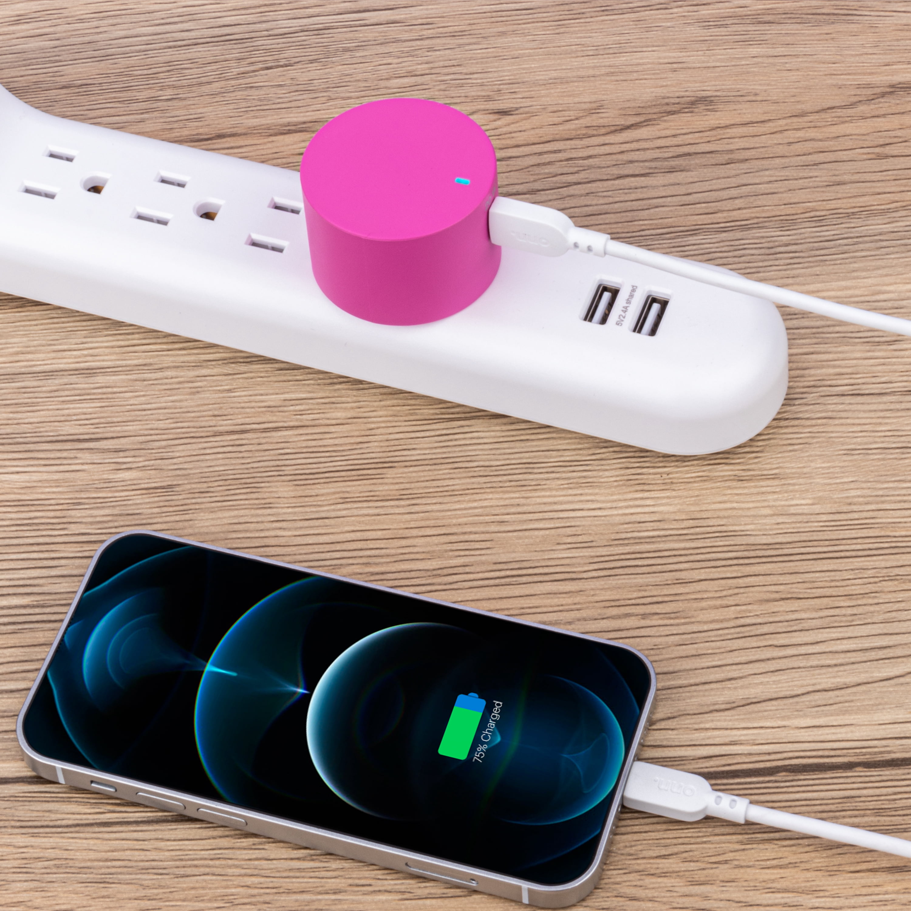 onn. 20W USB-C Wall Charger with Power Delivery, Pink, for iPhone models (13/12/11/SE/XS/XR/8 series), Samsung, Sony, and LG smartphone models, foldable plug for on the go.