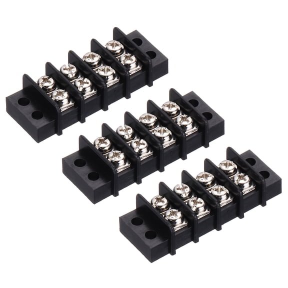 Uxcell Terminal Block 300V 20A Dual Rows Screw Terminals PA66 for Wire Connect
