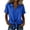 Blue, variant on Womens Collared V-neck Tops Tie Front Casual Rolled Short Sleeve Blouse Summer Linen Loose Fit Shirt Tee White,L
