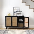 thumbnail image 3 of 43" Storage Sideboard Cabinet, Tina's Home 3 Rattan Doors Wooden Buffet Adjustable Shelves Bedroom, 3 of 8