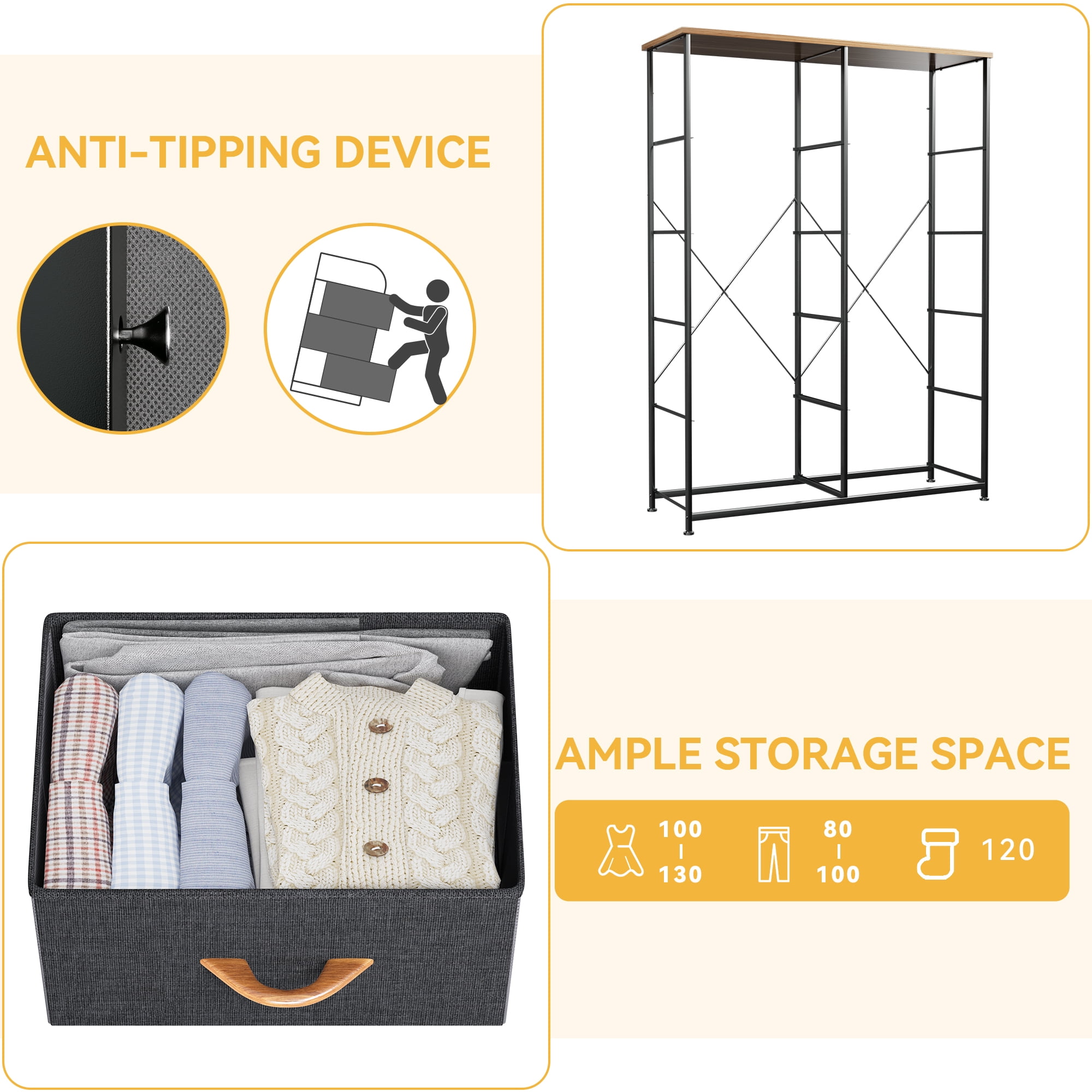 DEXTRUS 10-Drawer Fabric Dresser for Adults, Storage Tower & Bedside Organizer, Dark Grey
