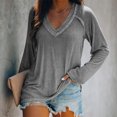 thumbnail image 2 of Womens Fashion Fall Deals ! BVnarty Womens Tops T-Shirt Comfy Casual V-Neck Long Sleeve Solid Color Plus Size Blouses Clothes for Girlfriend Wife Pullover Fashion Oversized Gray XXXXXL, 2 of 4