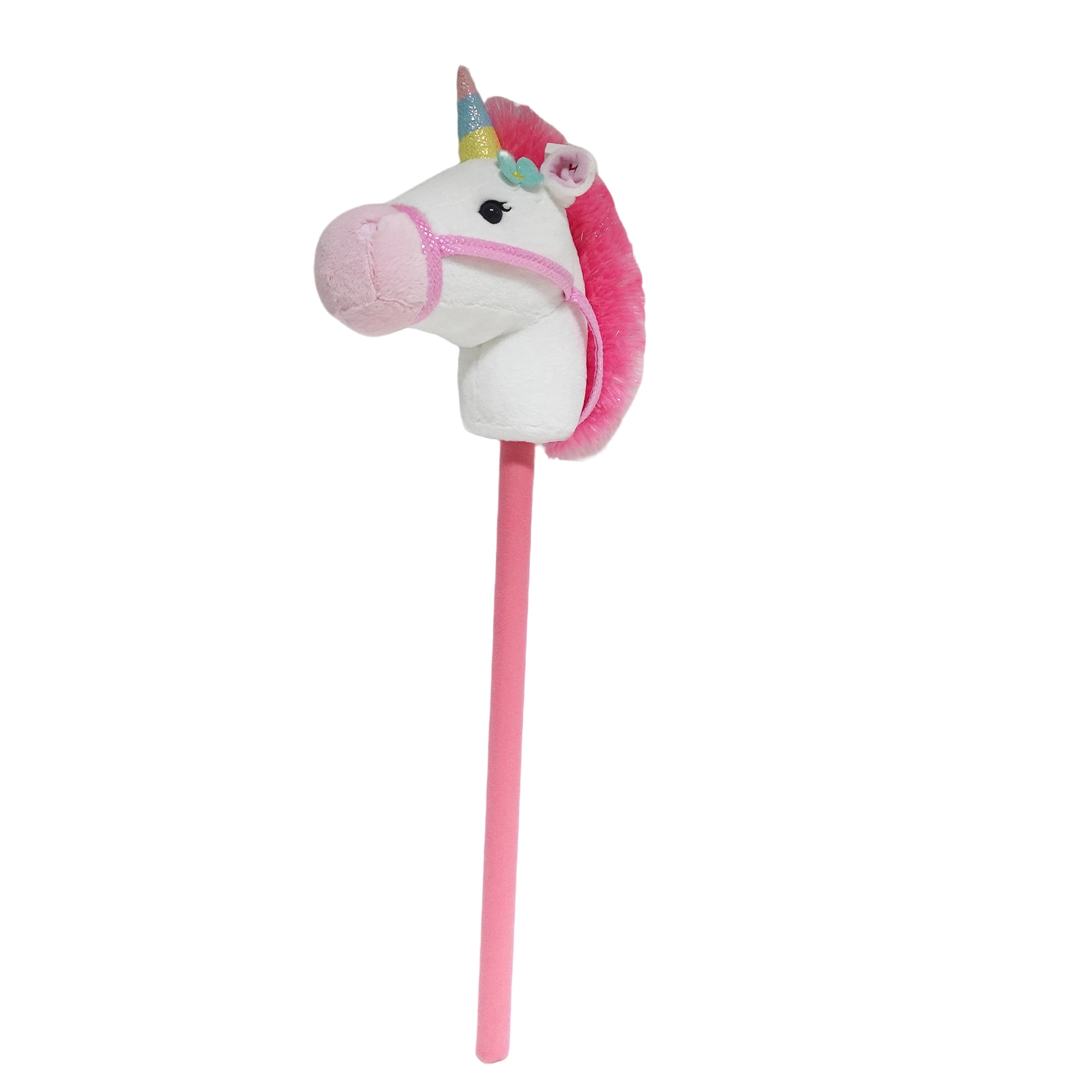 Kid Connection Plush Riding Stick Unicorn, White, 30 in, Ages 3+