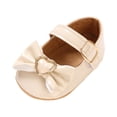 thumbnail image 3 of Zanarzt Newborn Girl Shoes Baby Girls Mary Jane Shoes Cute Bow Leather Princess Shoes Soft Sole Anti-Slip Newborn First Walking Shoes Dress Shoes Beige,US 4, 3 of 8