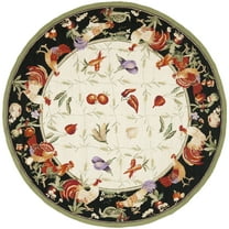 SAFAVIEH Chelsea Shelton Rooster Wool Area Rug, Ivory/Black, 8' x 8' Round