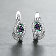 thumbnail image 3 of Water Drop Stone Hoop Earrings For Women Luxury Multicolor Zirconia Leaf Crystal Silver Color Wedding Hoop Earrings, 3 of 5
