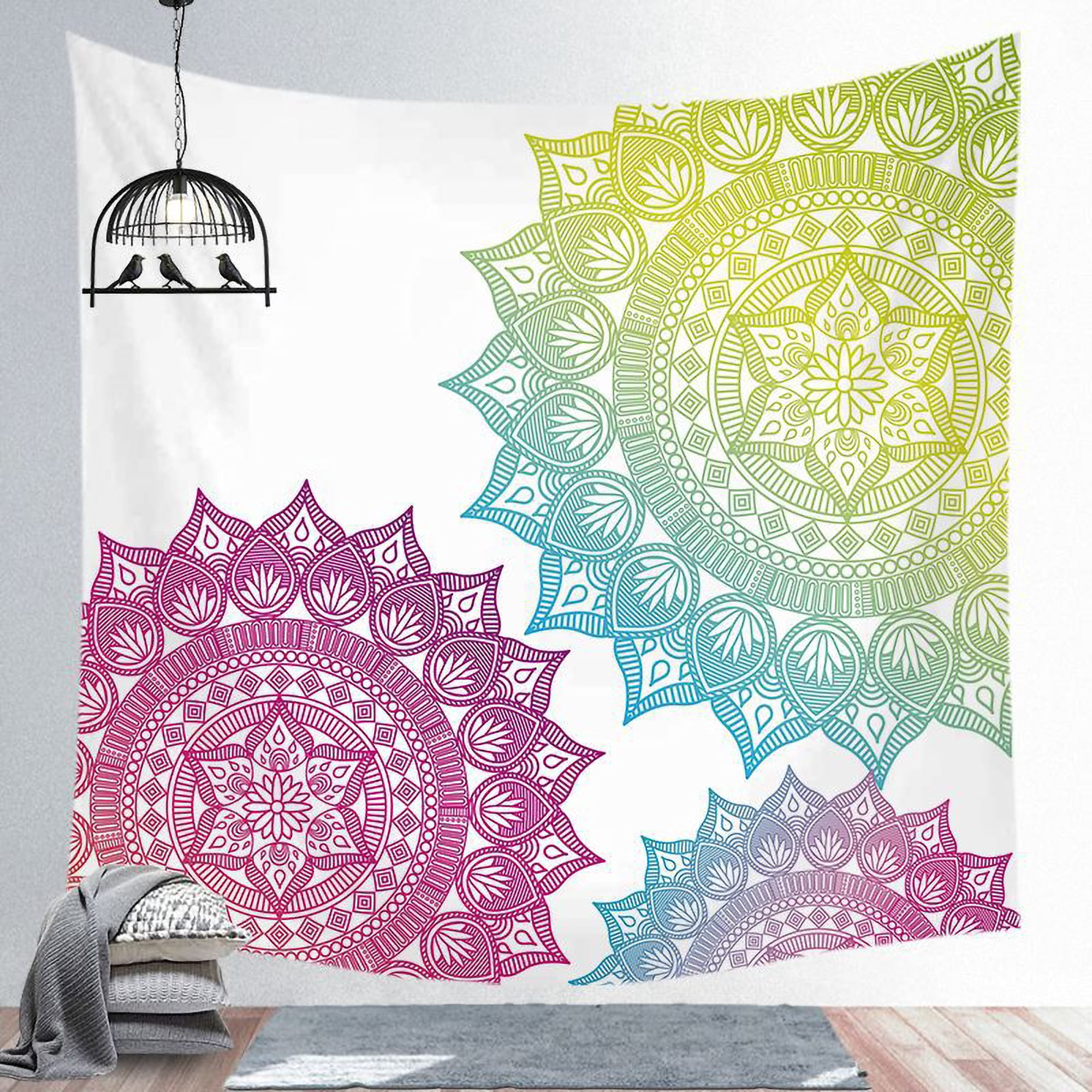 Indie Hippie Wall Spiritual Tapestry - Boho Peacock Mandala Bedroom Art  Hanging Home Decor Aesthetic For Dorm Tablecloth,Sofa  Cover,Bedspread,Curtain