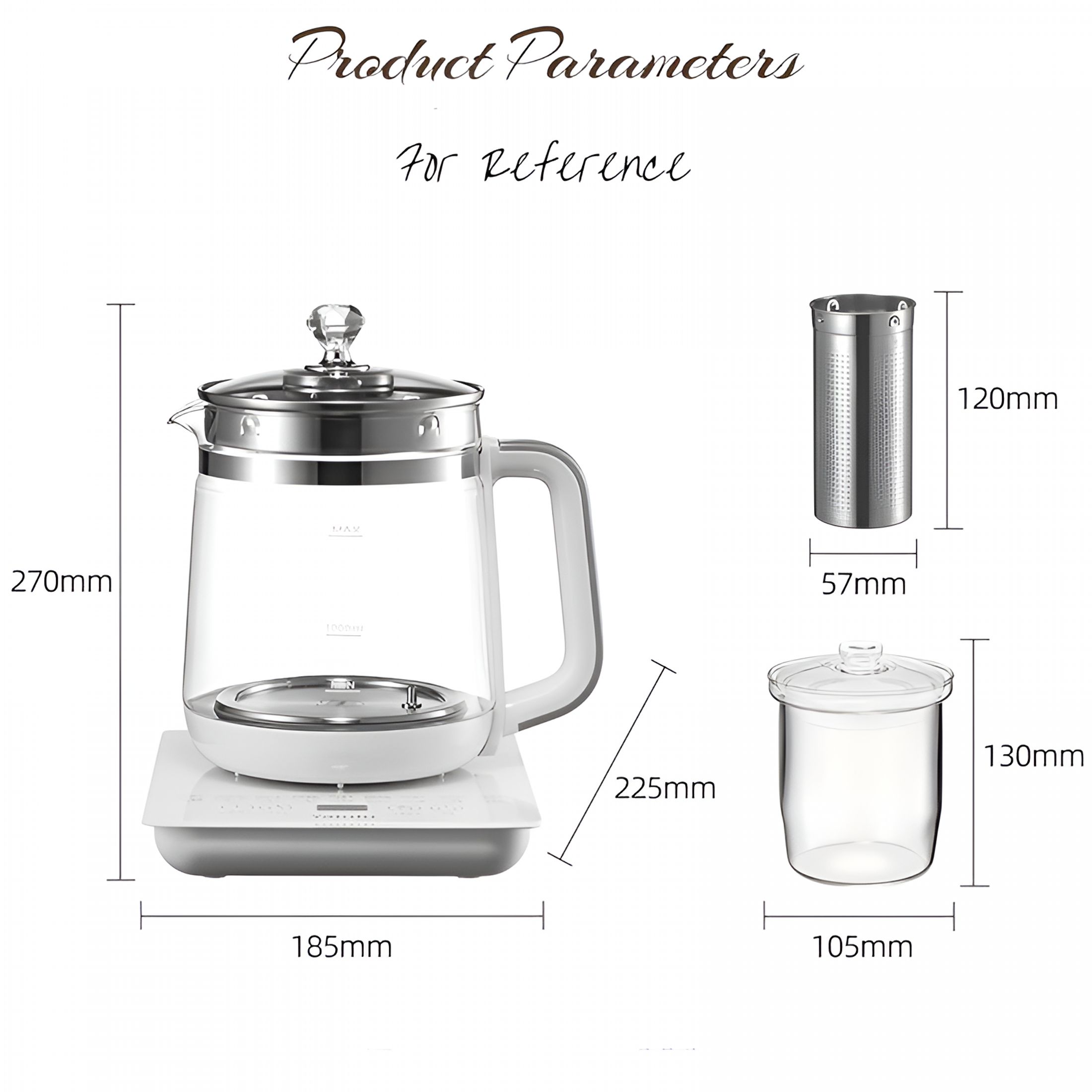 HIBIBUD 2026 New 1.8L Electric Kettle,800W Fast Heating,Glass Tea Kettle with Removable Filter,18 Smart Modes,For Home & Camping,110V Us Plug Glass Kettle Electric