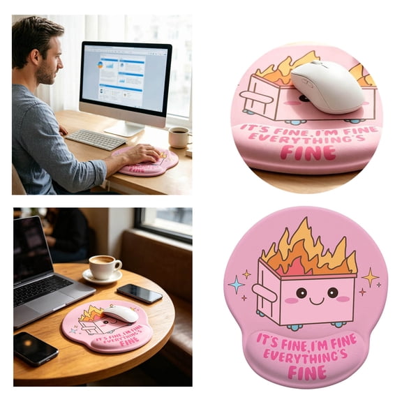Ergonomic Gel Wrist Rest Mouse Pad,Cute Dumpster Fire Funny Slogan Printed Design,Non Slip Computer Desk Accessory For Office Gaming