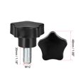 thumbnail image 2 of Unique Bargains 5 Pcs Star Knobs Grips M12 x 30mm Male Thread Steel Zinc Stud Replacement PP, 2 of 4