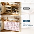 thumbnail image 4 of Pink Bow Ribbon Cabinet Curtain 35"Wx35"L, Dustproof Under Sink Skirt with Self Adhesive Tape, Vintage Modern Art Bowknot Cabinet Curtain Cover for Kitchen Sink, Bathroom Vanity, Laundry Room, 4 of 9